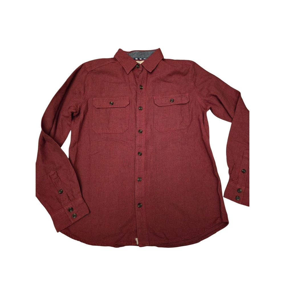Old Ranch Brands Men's Red Black Gingham Long Sleeve Button Up Shirt Size Medium